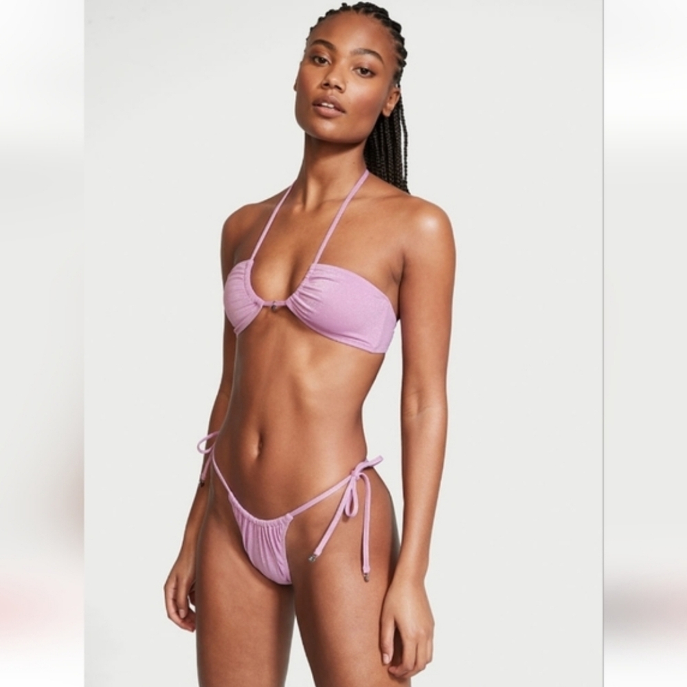 Victorias Secret 2 Piece Set Shimmer Lilac Brazillian
